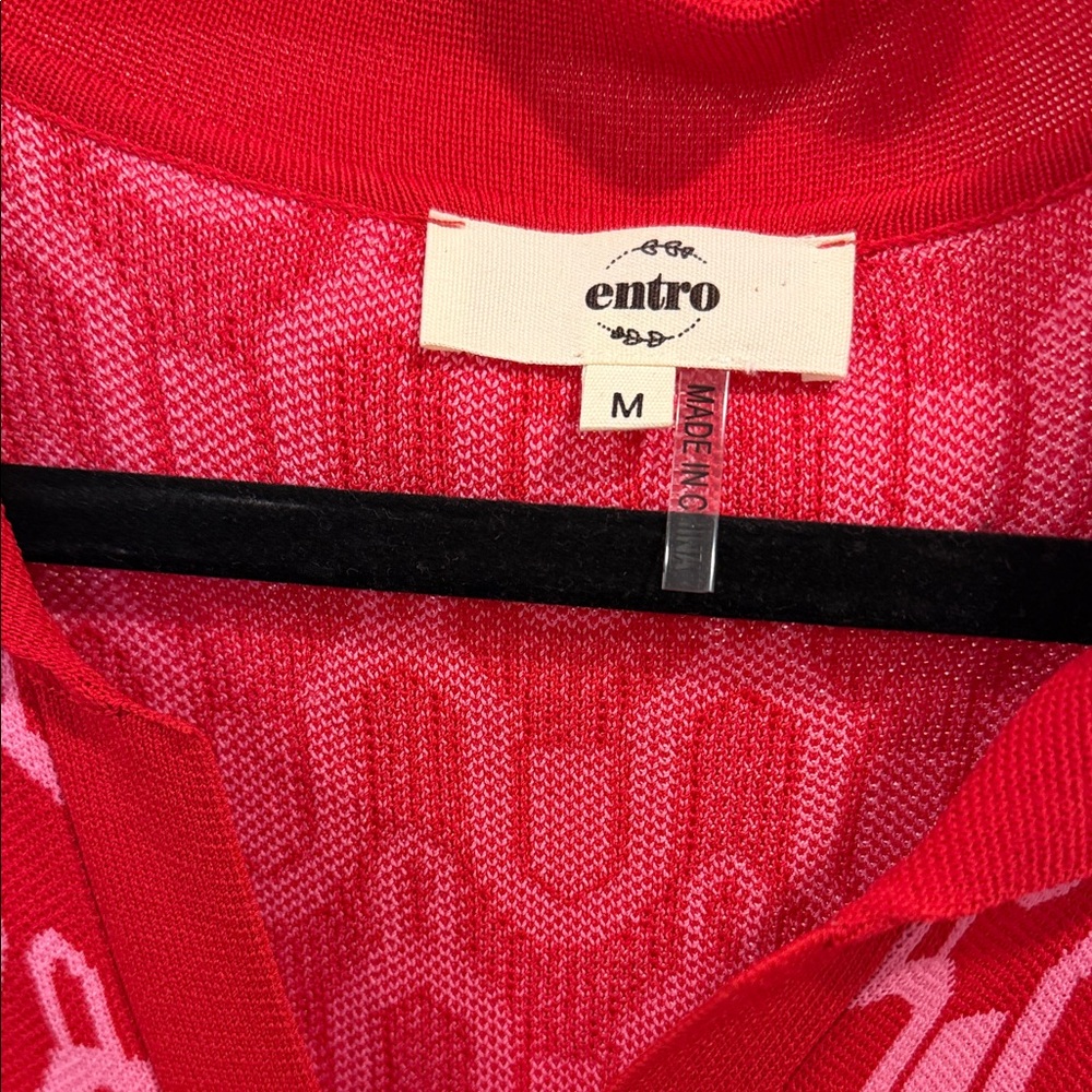entro Red and Pink Asymmetrical Knit Dress - Picture 2 of 4